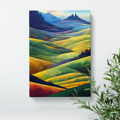 Meadow Landscape Watercolour No.3 - Wrapped Canvas Print