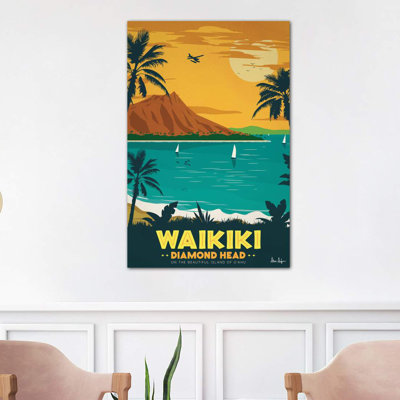 Waikiki 1 Piece Wrapped Canvas Wall Art