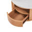 Table basse gigogne ronde avec plateau en marbre blanc, rangement à 2 niveaux et 1 tiroir, naturel, 28,5 po