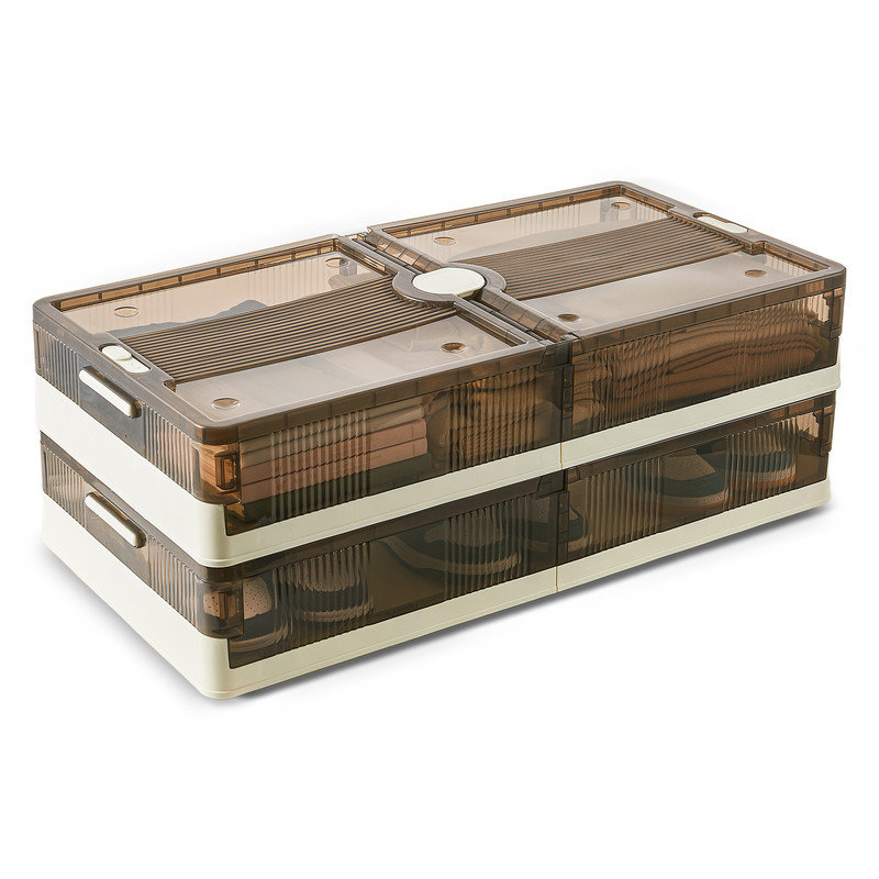2 Pack Plastic Stackable Under Bed Storage with Wheels, 13.5 Gal Underbed Clothing Containers with Lids