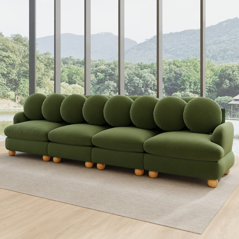Canapé moderne 4 places 123 pouces, chenille, siège profond avec coussins, vert, Canapé 4 places, Vert
