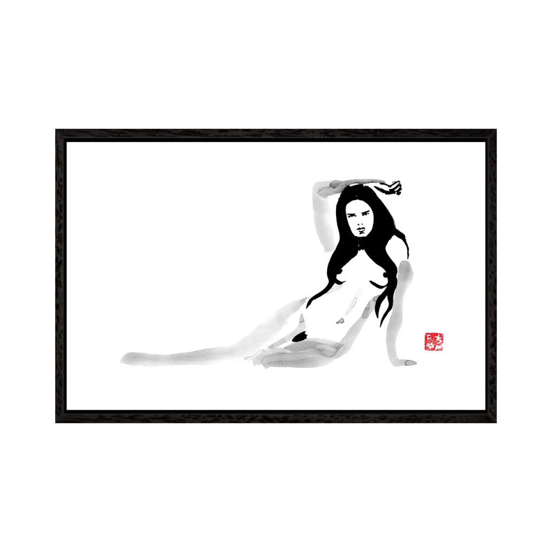Laying Nude by Péchane - Print on Canvas, Black Framed, 101.6 cm H x 66.04 cm W
