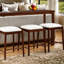 Table basse avec 3 tabourets de bar, tissu en cristal beige et strass, bois de peuplier, salon