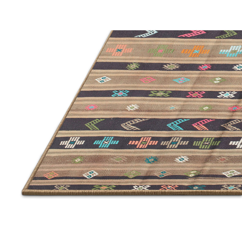 Tapis contemporain vert / gris / brun, Rectangle 4 pi x 6 pi