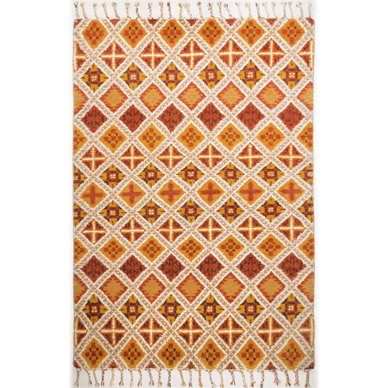 Mick Geometric Wool Hand Woven Area Rug, Runner 70 x 140 cm