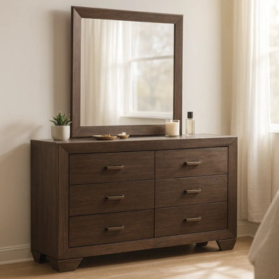 6-Drawer Dresser With Mirror Dark Cocoa