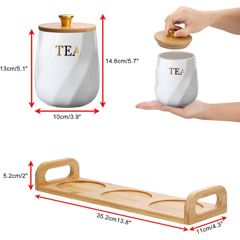 Set Of 3 Ceramic Canisters Set For Sugar Coffee Tea With Handle Tray, Luxurious Storage Containers Sets With Lids Decorative Storage Pots Black Ceramic Storage Jar For Kitchen Dining Room