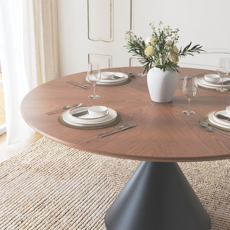 Suzzie 47" Pedestal Solid walnut Round Dining Table 