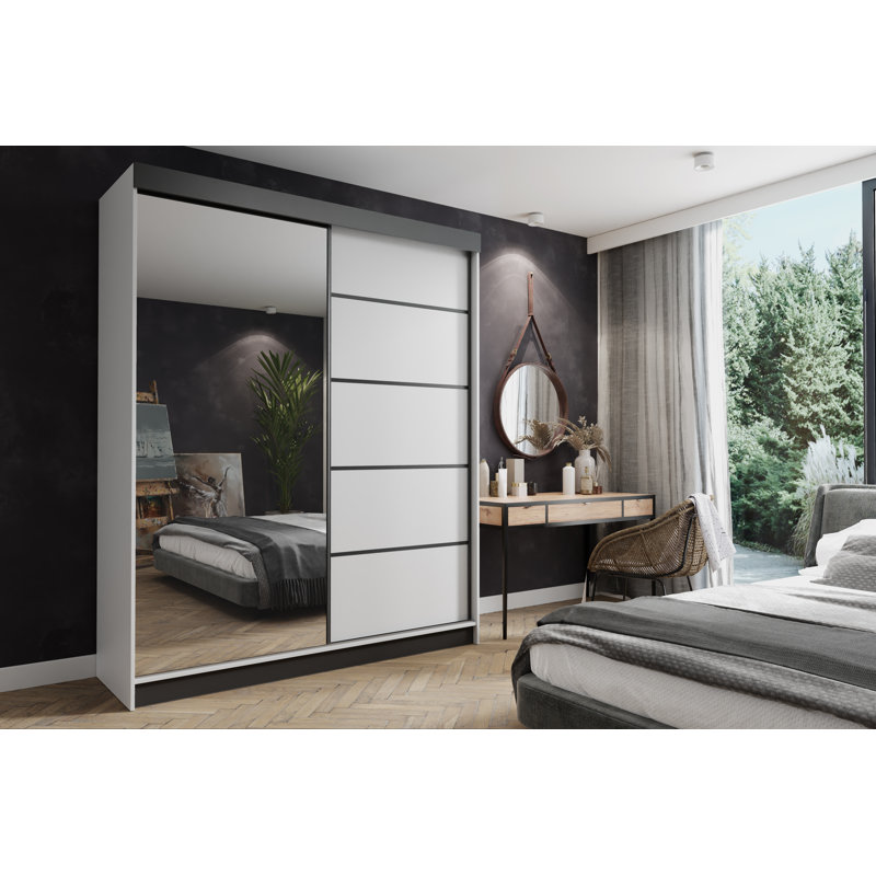 Bahija Manufactured Wood Wardrobe, White/Matte Black
