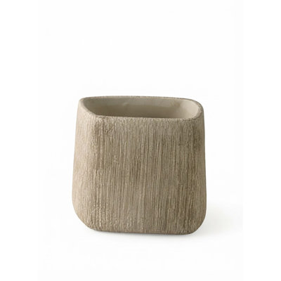  Solis Textured Cement Planter, Decorative Indoor Plant Pot, Round Square Flower Pot for Succulents, Herbs, Bonsai & Faux Plants, Home Office Décor, 8.75" Diameter & 6.5" Tall