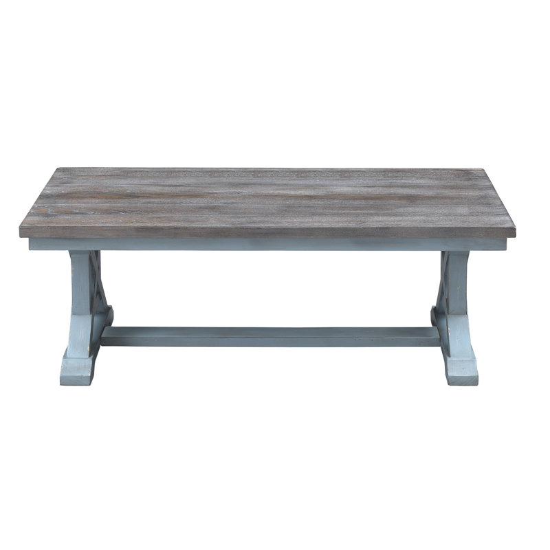 Brenai Solid Wood Single Coffee Table, Blue