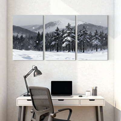 Ensemble de 3 impressions sur toile, paysage d'hiver