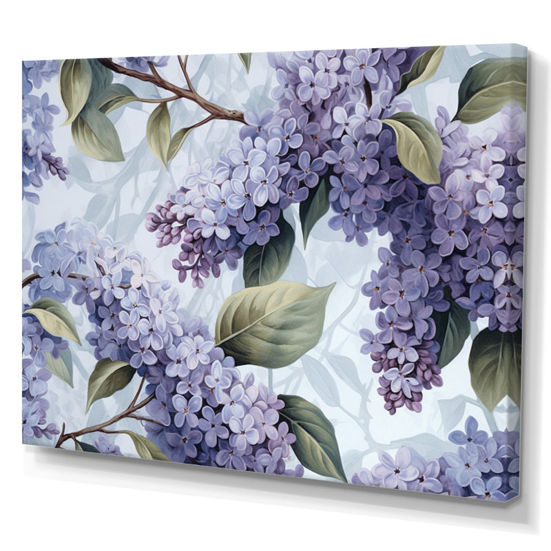 Mauve et gris, lilas, fleurs parfumées IV - art mural floral, H 16 po x l 32 po x P 1 po, Toile tendue