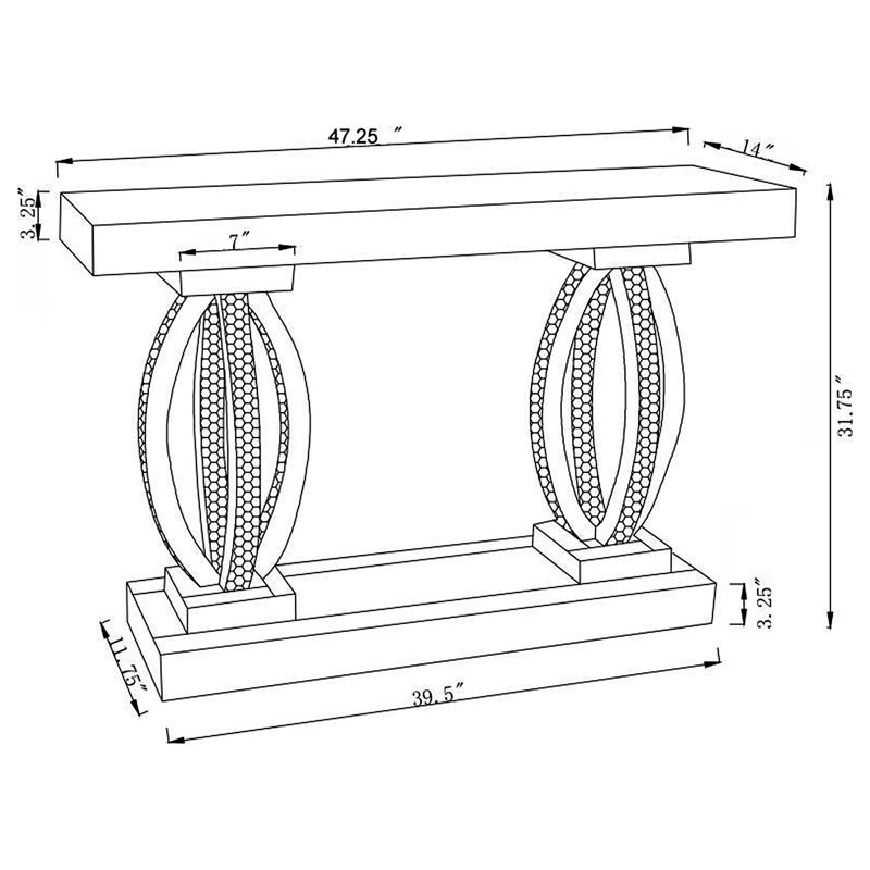 Drea Silver Mirrored Acrylic Entryway Sofa Console Table