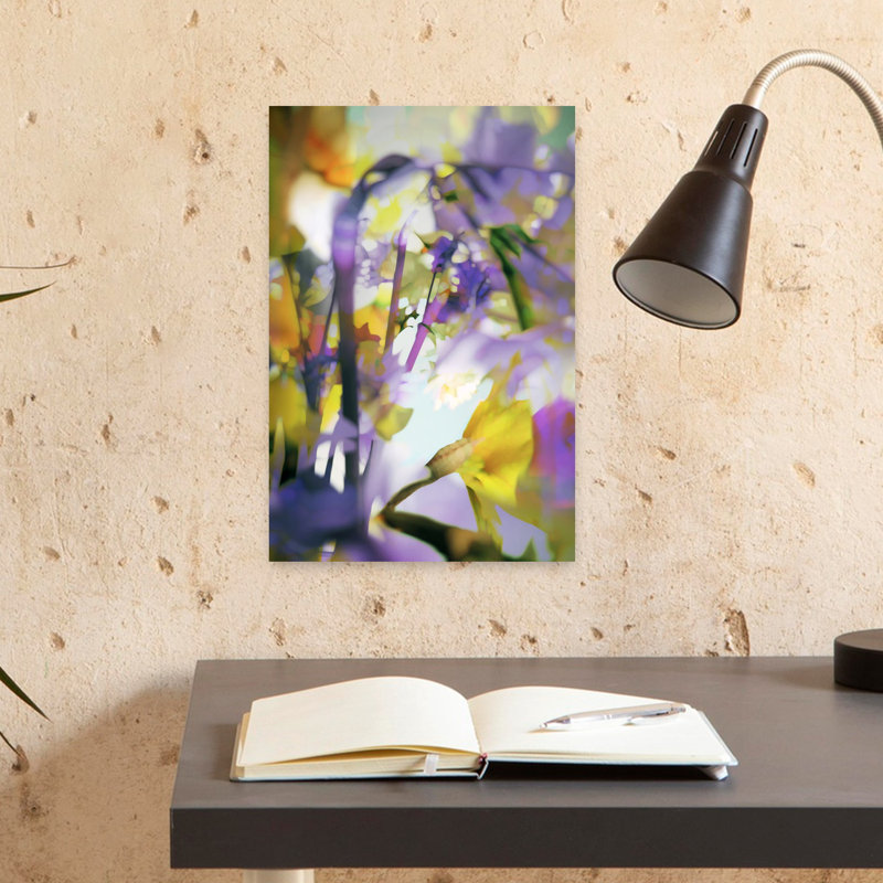 Art contemporain avec art floral, H 12 po x l 8 po