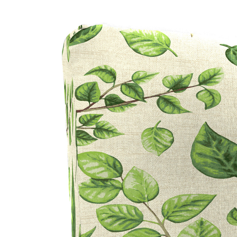 Outdoor Chair Cushion with Ties, White/Green