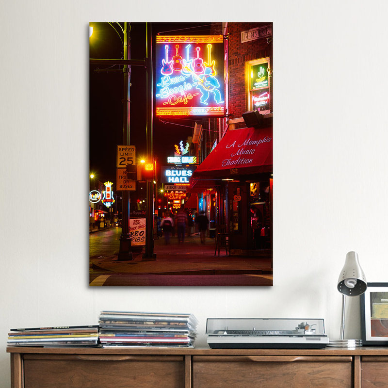 Rum Boogie Cafe, Memphis, Tennessee - Print, 26" H x 18" W x 1.5" D, Black Framed Canvas, No Mat
