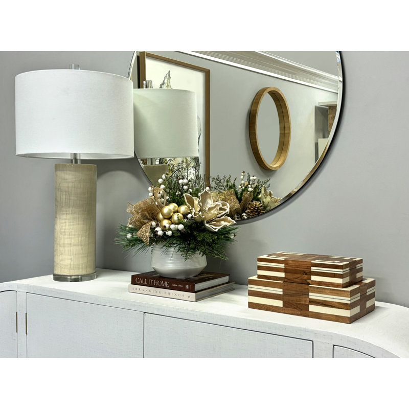 Magnolia Arrangement With Greens And Pine Cones