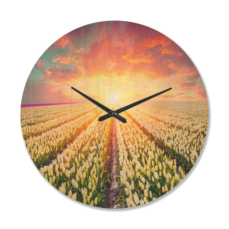Horloge murale Blooming White Tulips, Grand