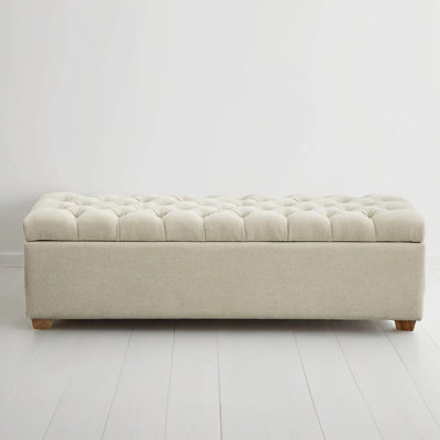 60.2'' Wide Chenille Upholstered Storage End of Bed Bench, Tufted Flip-Top Accent Window Bench Footrest Stool Ottoman with Legs for Living Room, Bedroom, Entryway, Dining Room, Dorm, Corner, Beige