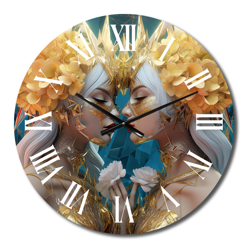 Horloge murale Divine Love Exquiste Goddess Couple Kissing III, Petit