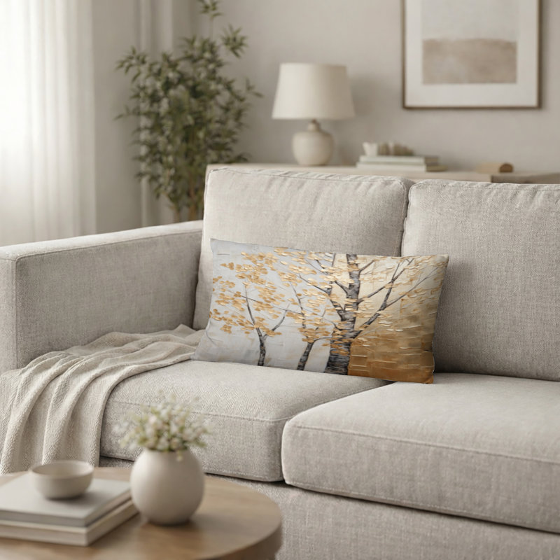Coussin décoratif Trees - Minimalisme Golden Trees Harmony II, H 12 po x l 20 po