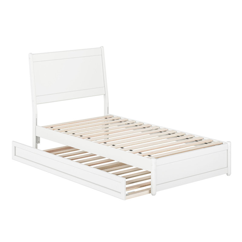 Lit gigogne en bois massif Avdesh, Blanc, Simple