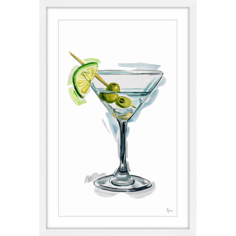 « olive martini », reproduction d’art encadrée, H 18 po x l 12 po x P 1,5 po