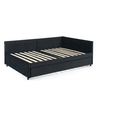 Full Size Daybed with Trundle Upholstered Tufted Sofa Bed, Sofa Bed Frame with Comfortable Backrest and Armrests, Velvet, (79.5''x58''x25'')