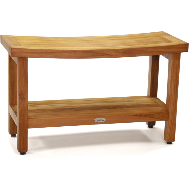 Patented 30" Sumba Teak Shower Bench with Shelf, 18" H x 30" W x 12" D