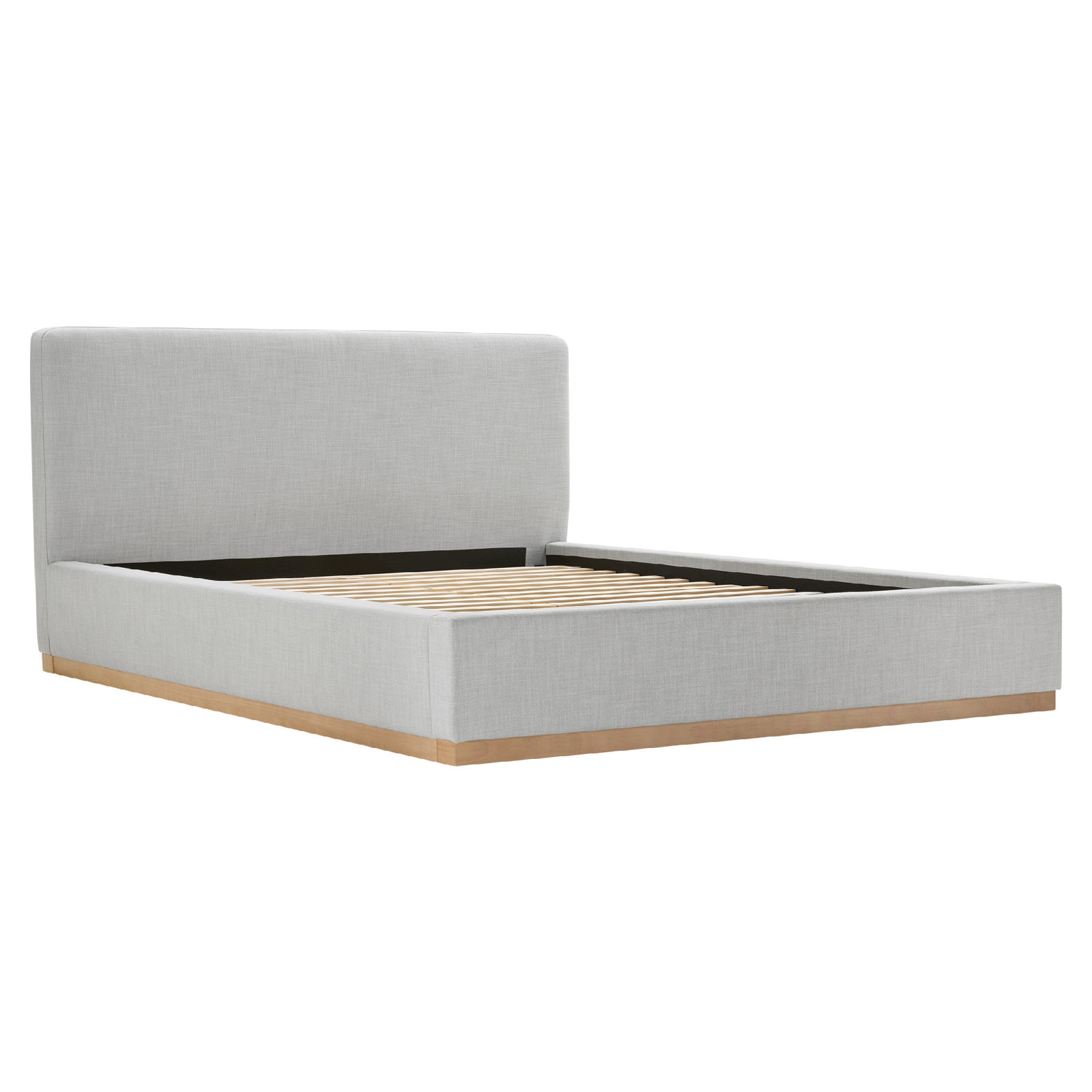 Delpha Upholstered Oak Bed, King, Effie Gray Performance Linen