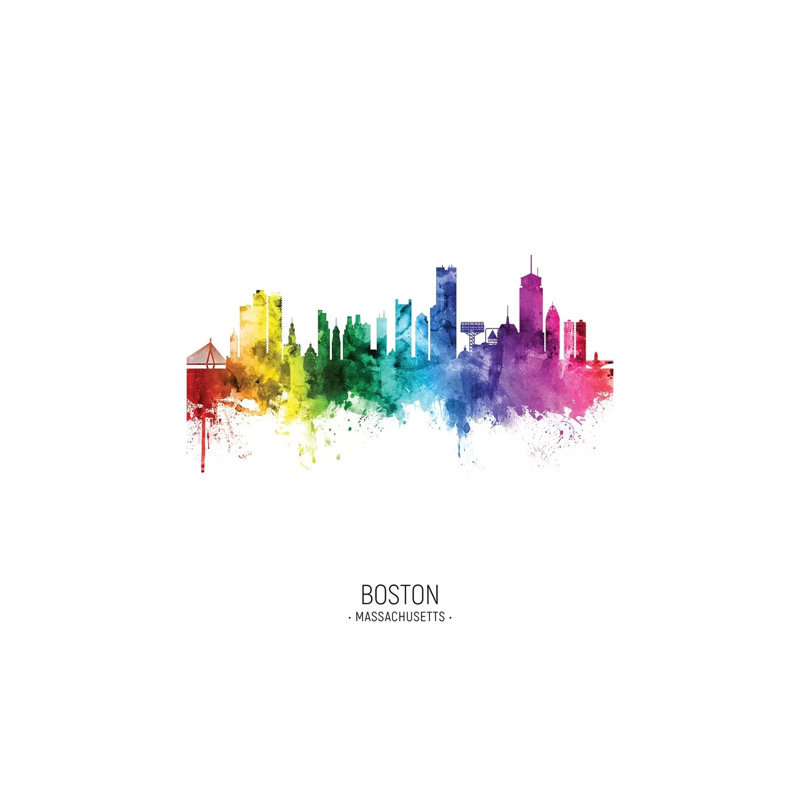 Boston Skyline Rainbow Tall by Michael Tompsett - Wrapped Canvas Print, 20.32 cm H x 30.48 cm W