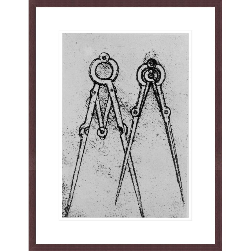Two types of adjustable-opening compass fol. 108v from Paris Manuscript H by Leonardo da Vinci -Framed Giclee Print