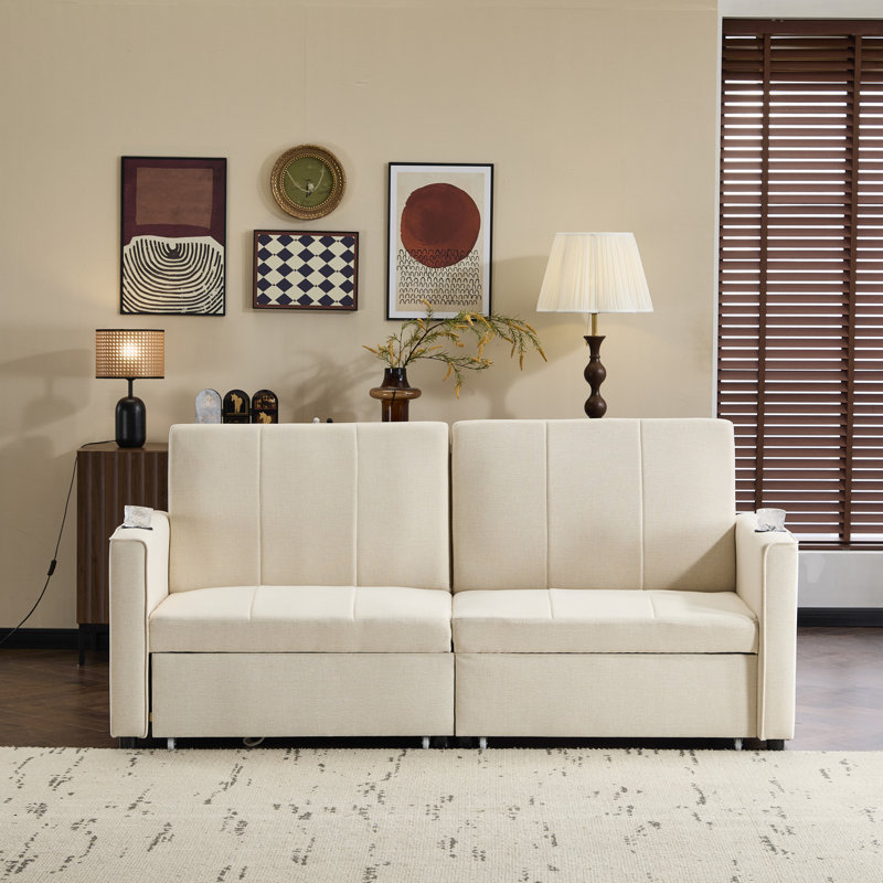 3-in-1 Convertible Sofa Bed With Storage - Adjustable Recliner To Bed, Beige