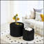 Ensemble de 2 tables basses gigognes, design rond moderne avec pieds antidérapants pour une utilisation polyvalente dans le salon, la chambre à coucher et le bureau.-733288707