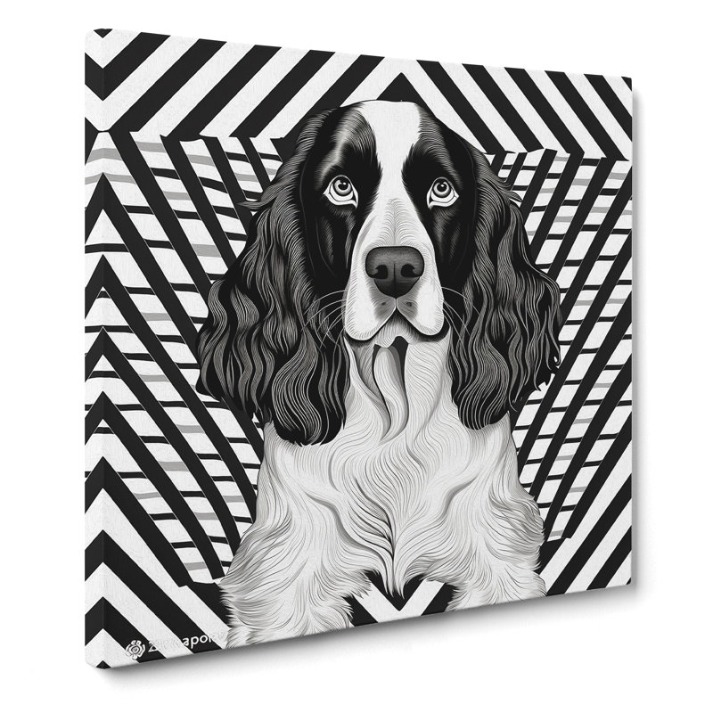 English Springer Spaniel Op Art - Wrapped Canvas, 50cm H x 50cm W x 3cm D
