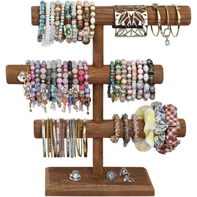 Présentoir à bijoux en bois à 3 niveaux à assemblage gratuit