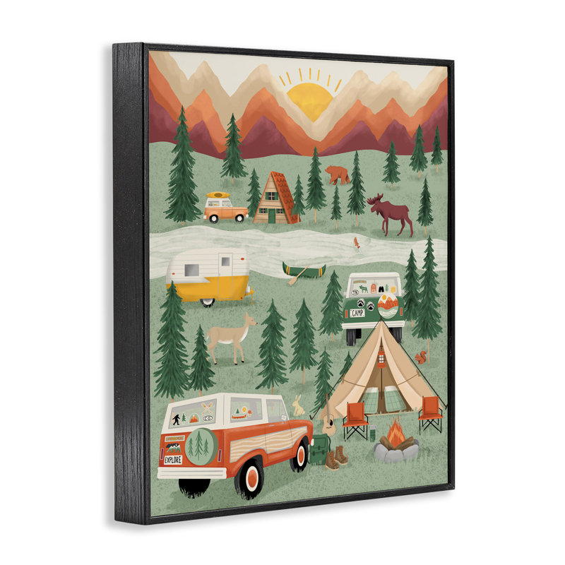 Giclée encadrée Great Campings, conçu par Jilly Jack Designs, H 14 po x l 11 po, Giclée encadrée noir minuit