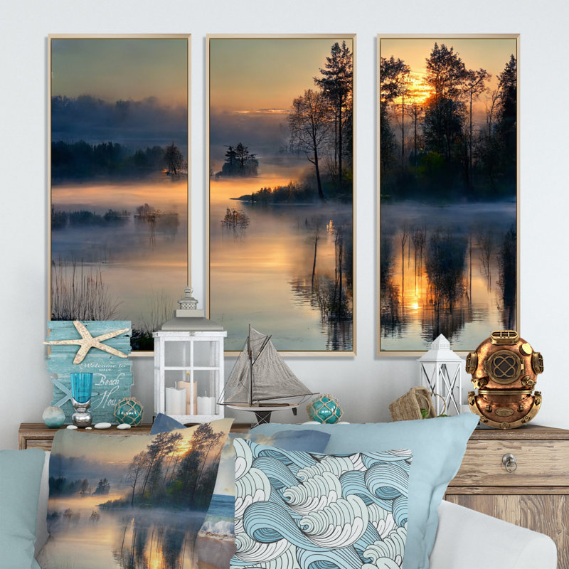 Anteo Anteo - 3 pièces sur toile, Cadre flottant en érable, H 32 po x l 48 po