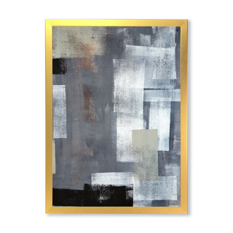 «Brown Meets Gray Abstract Art V», art mural moderne et contemporain sur toile, H 36 po x l 24 po x P 1 po, Encadrement doré