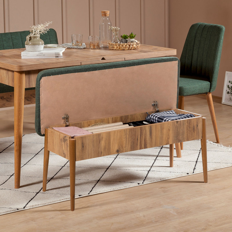 Helle Upholstered Storage Bench, Brown/Green