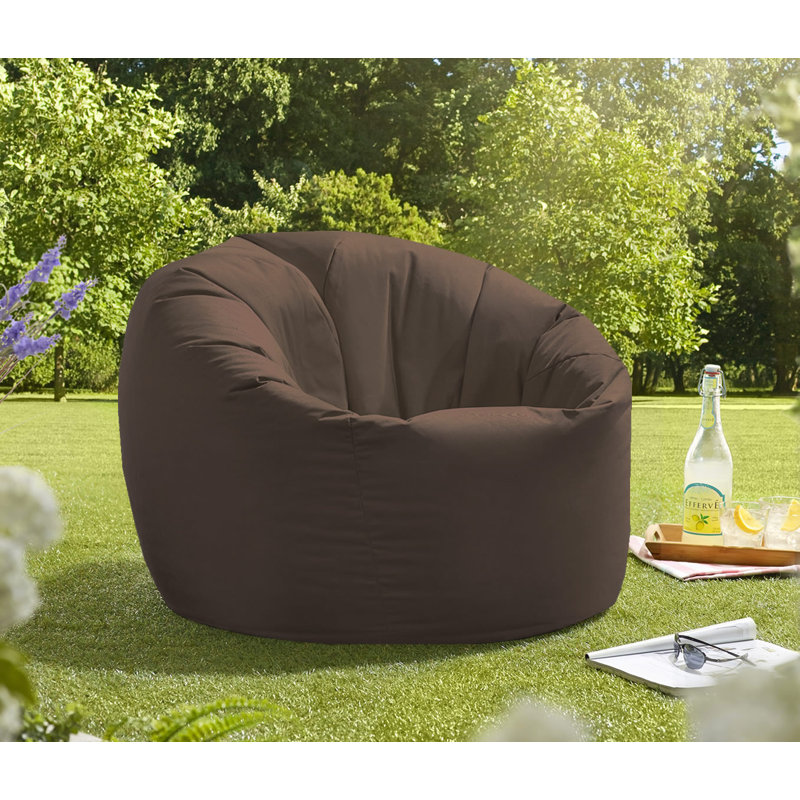 Attenborough Polyester Outdoor Friendly Refillable Bean Bag Chair, Brown, 102cm H x 89cm W x 89cm D