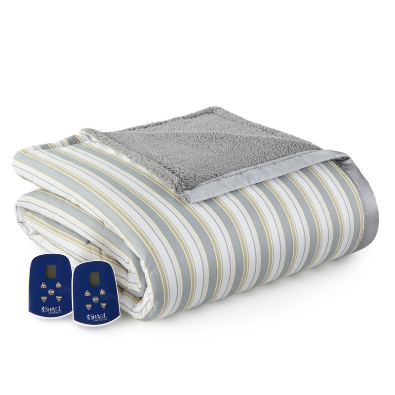 Couverture électrique en sherpa Micro Flannel®, Très grand, Rayures métro