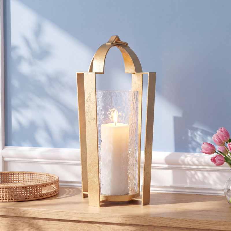 25'' H Brass Tabletop Hurricane