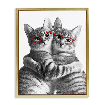 Art mural sur toile flottant, "Chat paire avec lunettes" par Annalisa Latella