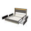 UK&EU Size Smart Linen Bed Frame with App-Controlled LED Lights, Upholstered Storage Bed with 4 Drawers & USB Charging Station, Grey & Beige-466897634-466897644