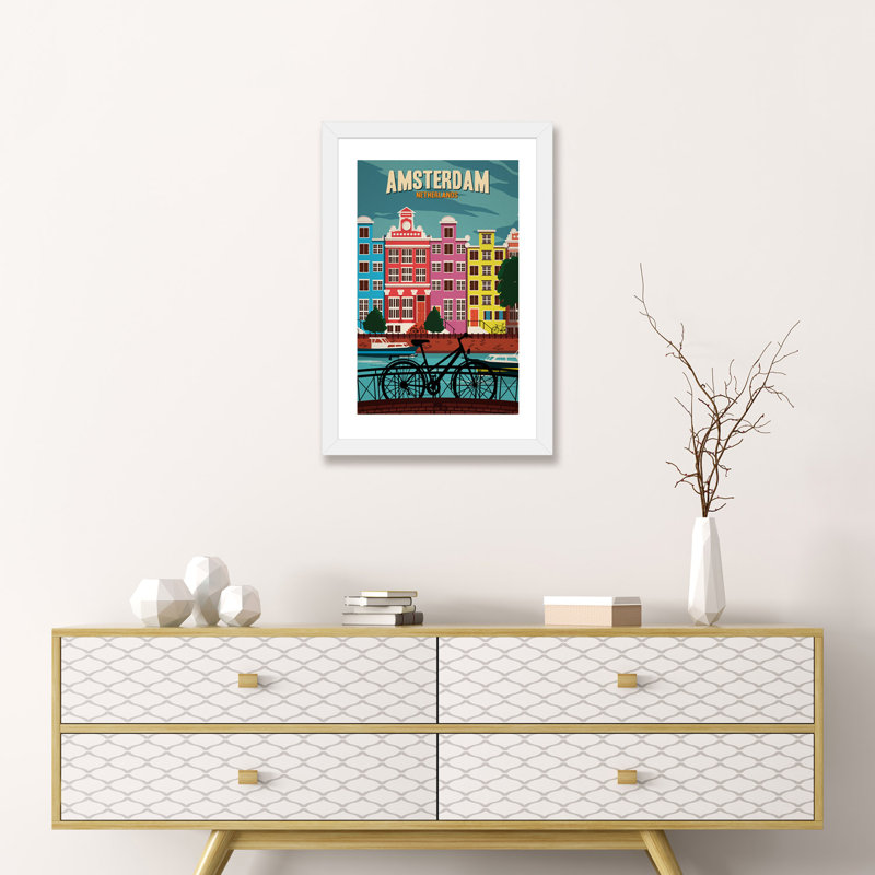 «Amsterdam» par IdeaStorm Studios, impression sur toile tendue, H 24 po x l 16 po x P 1 po, Papier encadré blanc