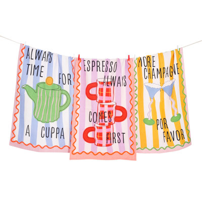 Convivial Beverage Cotton Kitchen Towel Set