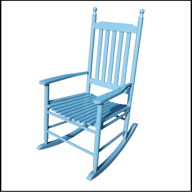 Grande chaise Adirondack berçante en bois massif Cariel, Bleu