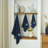 Amariyon Home Decor Premium Luxury Ultra Soft 100% Cotton Embroidery Kitchen Bathroom Modern 3 Piece Embroidered Towel Set, White Blazon with Royal Blue Base Pattern